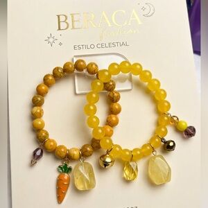 BERACA Yellow Beaded Charm Bracelet Set - Fashion Stretch Bracelets